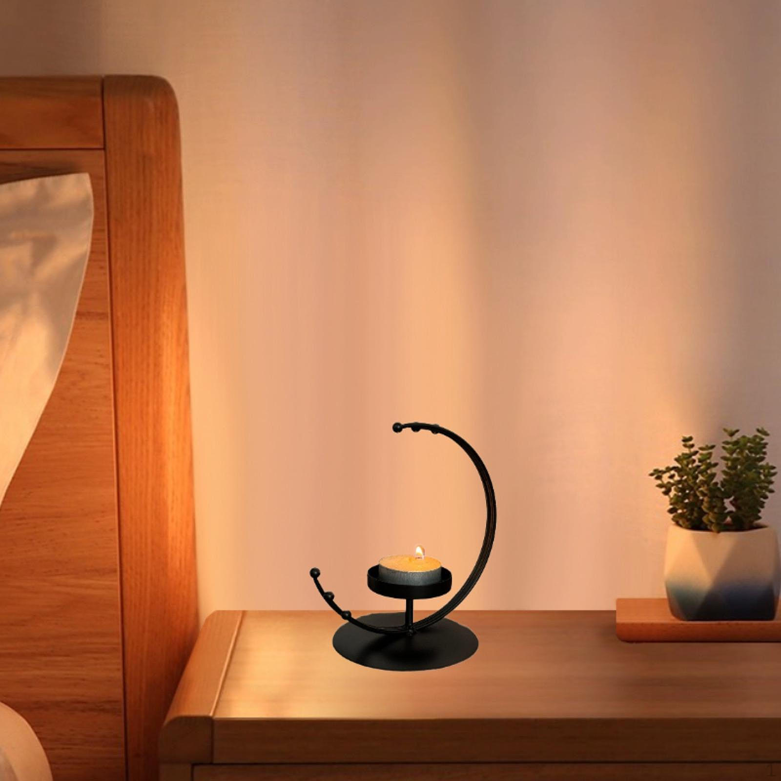 

Подсвечник изогнутый лунный центральный элемент художественная подставка для поделок домашний декор железный подсвечник для столовой чёрный