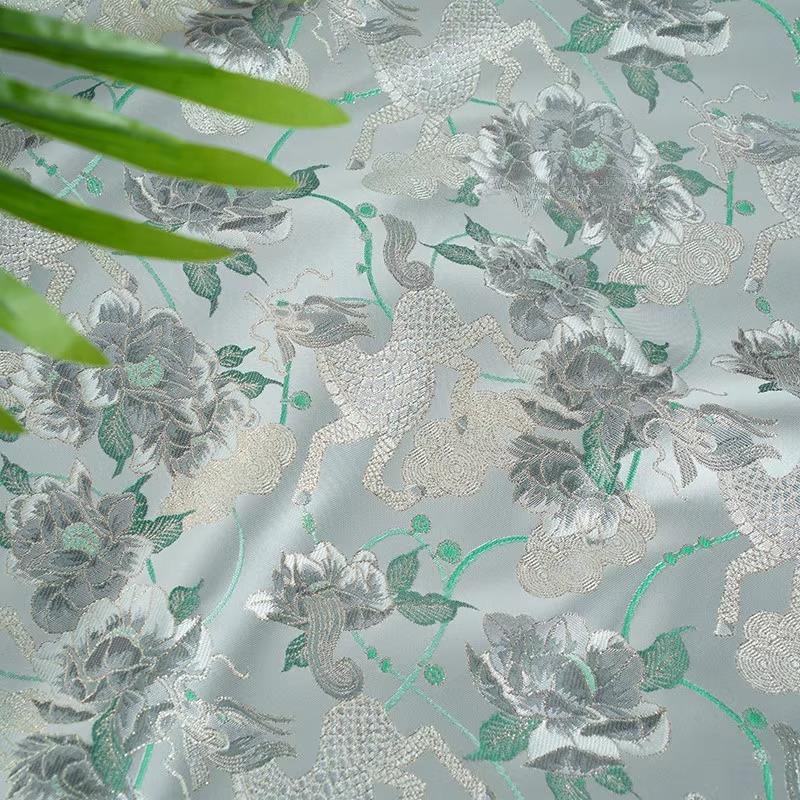 

50x150cm Peony Woven Brocade Jacquard Fabric for New Chinese Style Coat Vest Woven Gold Clothing Fabric Sewing Cloth 50x150cm
