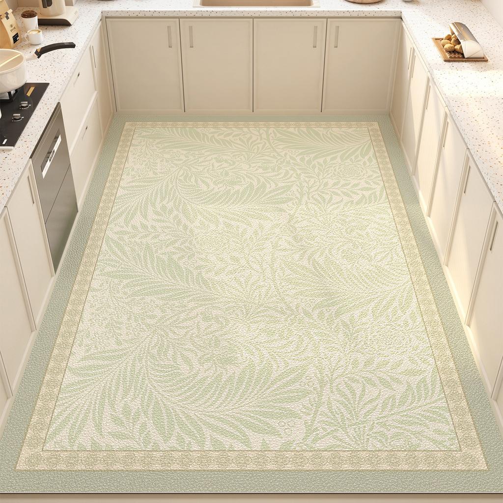 Kitchen Floor Mat Floral Plant Style Pvc Leather Non-slip Carpet Waterproof Oil-proof Foot Mats Large Area Home Decoration Rug