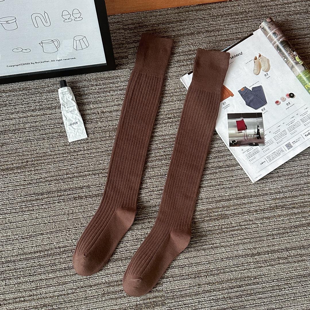 

Гольфы с двойной иглой, цветные женские носки с микросжатием и узором Майяра, наколенники, складывающиеся носки One Size темно-коричневого