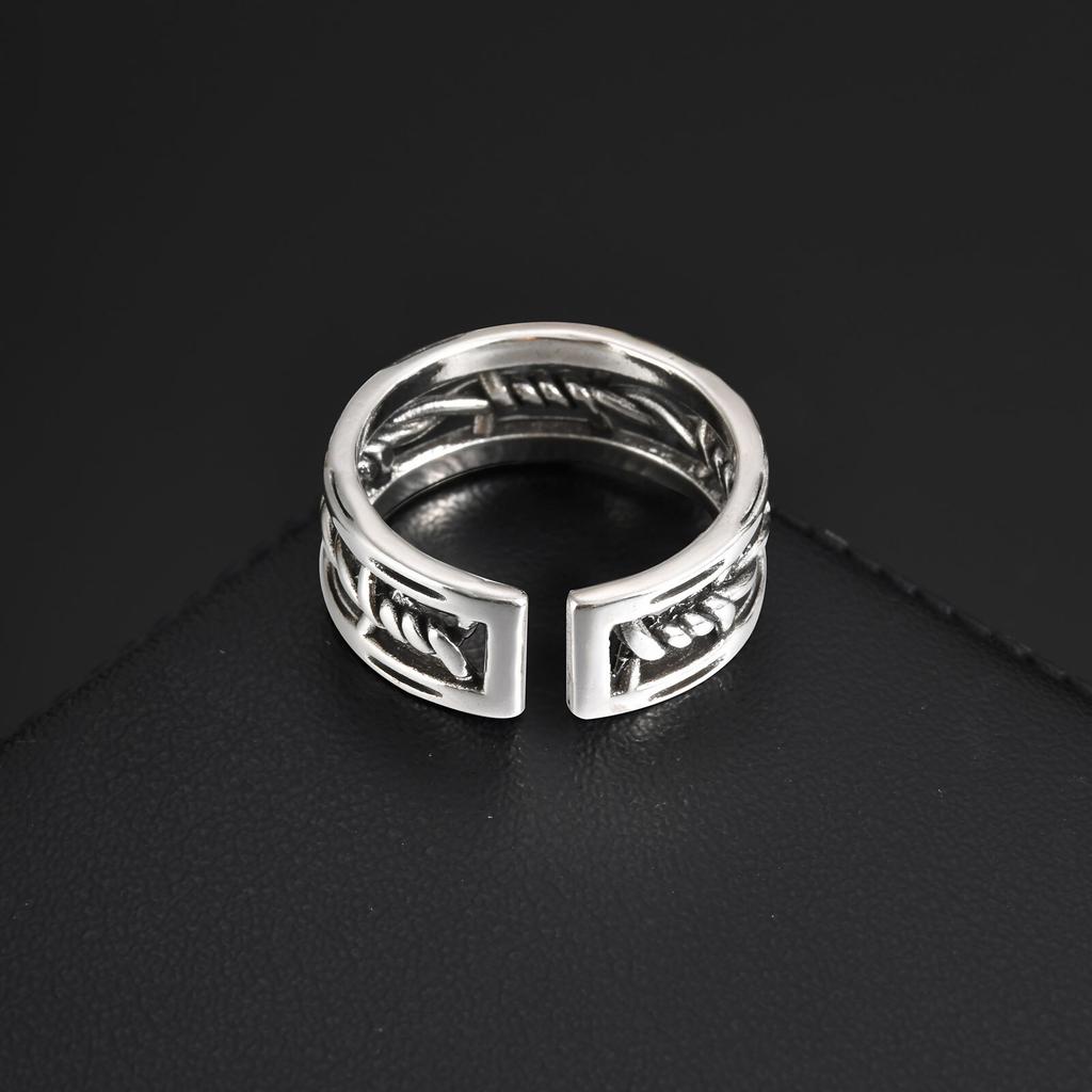 Punk Open Ring for Men Boys,Hollow Twisted Links Metal Rings,Stylish Jewelry Gifts