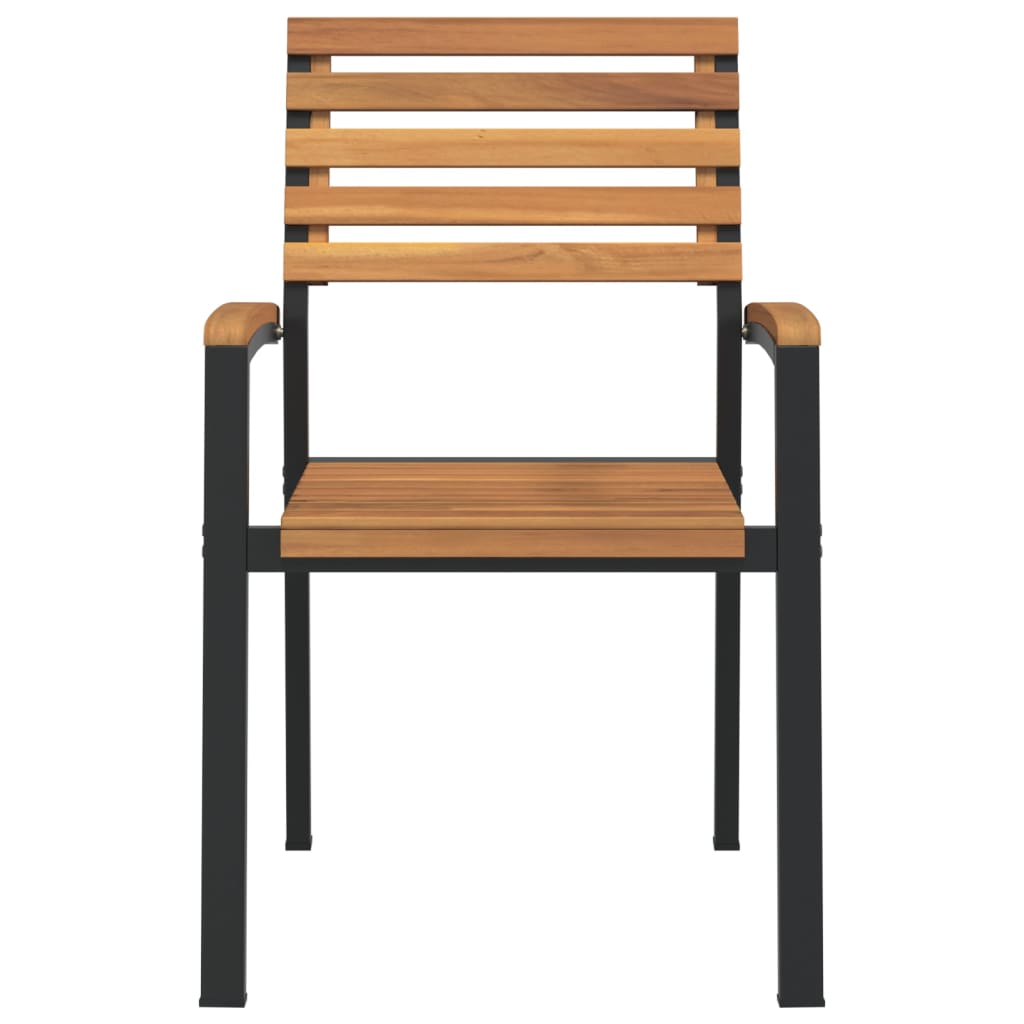 Stackable Garden Chairs 4 Pcs Solid Acacia Wood and Metal