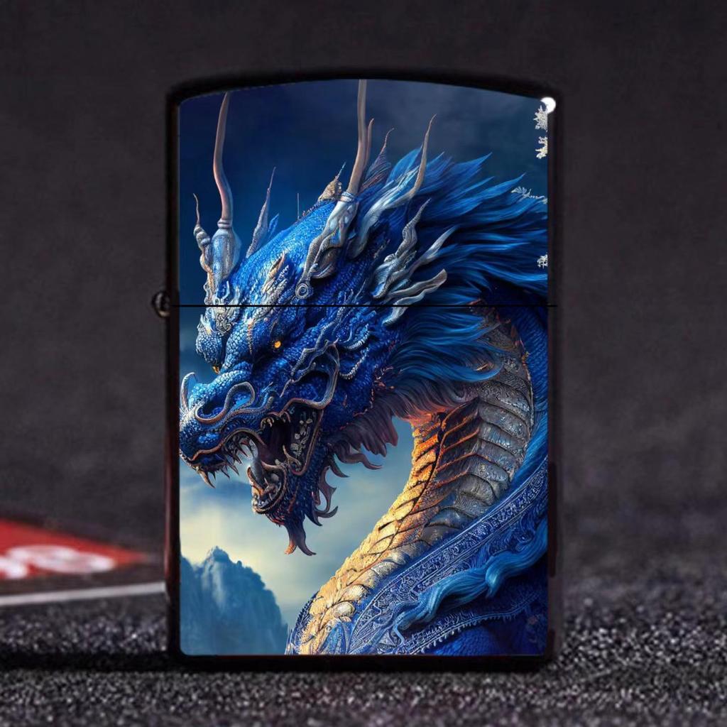 Azure Dragon, White Tiger, Vermilion Bird & Black Tortoise Kerosene Lighter – Creative Design for Douyin