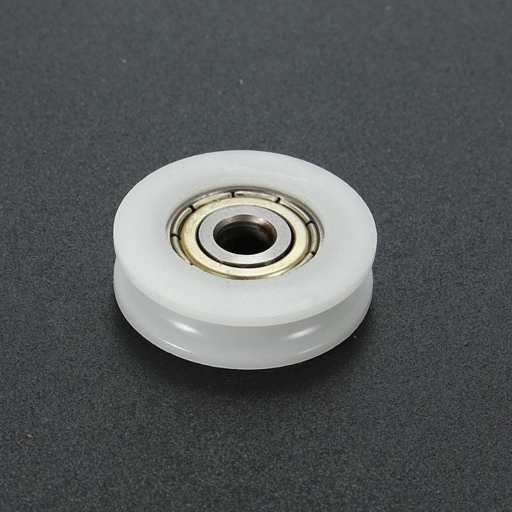 4pcs U Groove Nylon Round Pulley Ball Bearing Wheel Roller for Door Windows Shower Pulleys Drawer 3D Printer Accessories with U Slot Plastic Bearing