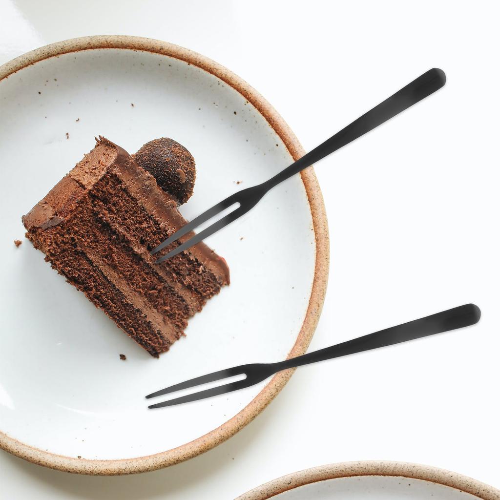 10 Stück Obstspieße Edelstahl Zwei Zinken Obstgabeln Dessertgabeln Party Food Picks Wiederverwendbar für Hotel Bar