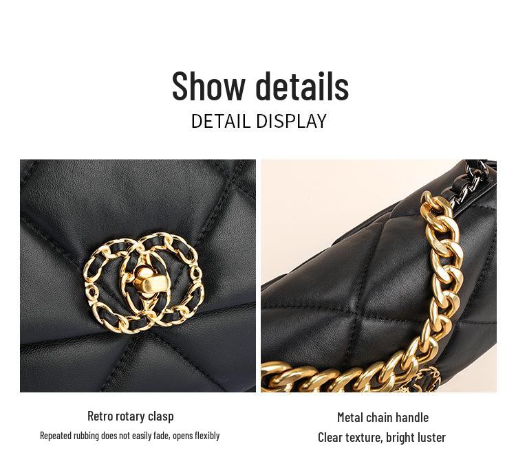 Schicke Schulter-Crossbody-Tasche aus rautenförmig gestepptem Lammleder - Damen Große Kapazität, Vielseitig, Pendlerstil