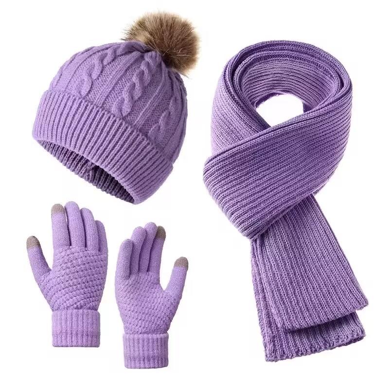 

Модная теплая шапка, шапки-бини, зимняя шапка, женская шерстяная шапка, шапка унисекс, шапки для занятий спортом на открытом воздухе, теплые комплекты 54-58CM фиолетовый