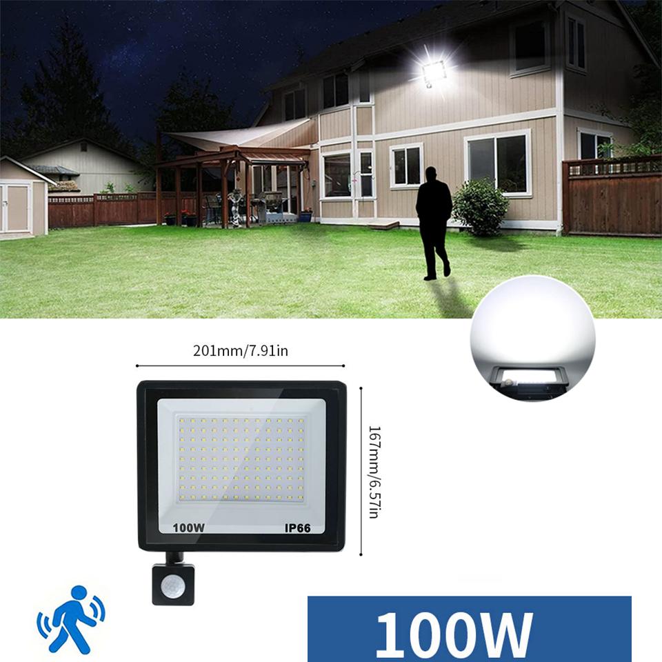 LED Floodlight Motion Sensor AC220V AC110V 10W-300W Waterproof Outdoor Projector Exterior Spotlight Outdoor lamp  Wall Reflector