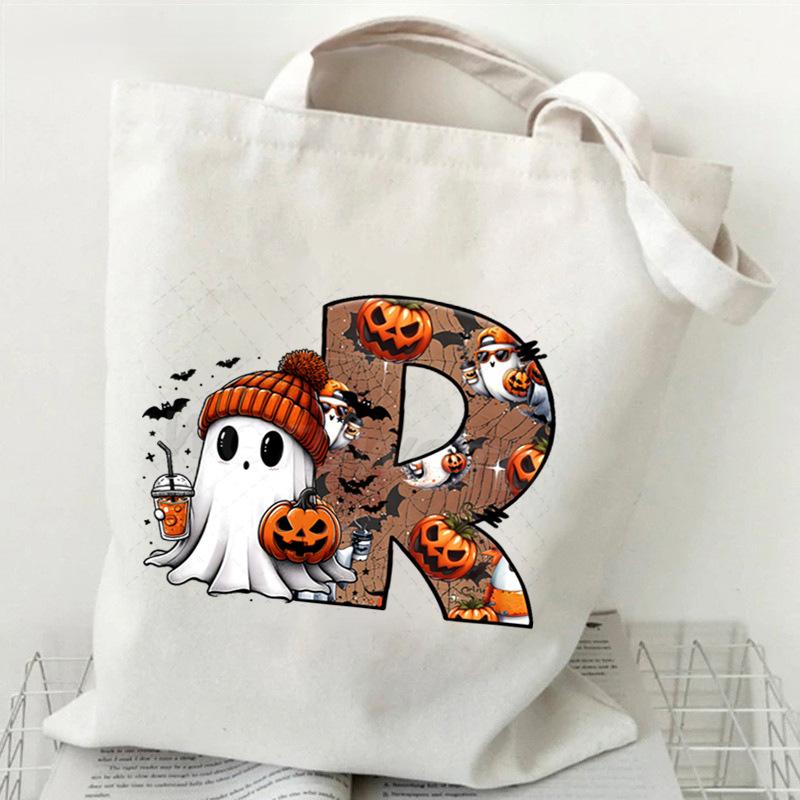 26 Letters Personalized Printing Trend Handbag Commuter Shoulder Bag Canvas Bag