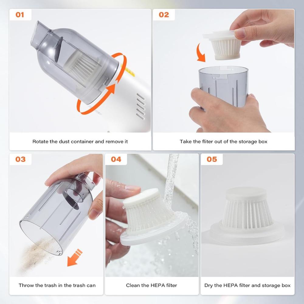 APPS2Car Handheld Vacuum for Car, 9000PA Cordless Mini Vacuum & Air Duster, 3 in 1 Portable Vacuum Cleaner with 2 Washable HEPA