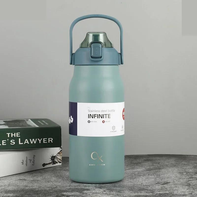 Thermoflasche mit großer Kapazität Edelstahl Thermos Wasserflasche Kalt und Heiß Becher Tragbare Vakuumflasche Tasse Outdoor Becher NEU
