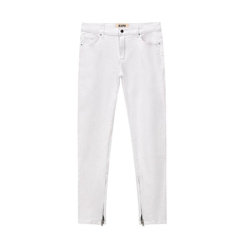 Black of Exit Original National Fashion Trousers Zip-up Slim fit Stretch Feet Jeans Men's High Street Trousers Men