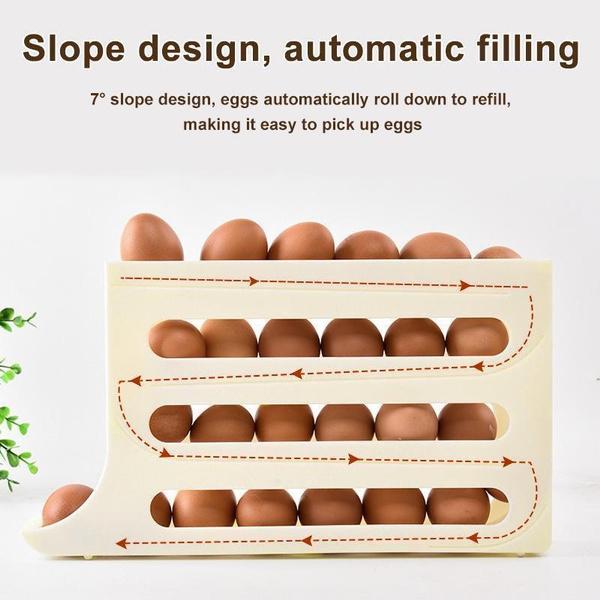 1PC Rolling Egg Dispenser Refrigerator Organizers Containers Storage Box Automatic Sliding Spiral Egg Holder Home Kitchen Gadgets
