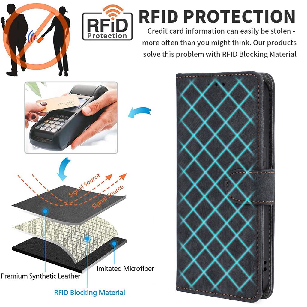 Pro ZTE Blade V70 Max/nubia V70 Max Pouzdro Peněženka Blokování RFID PU Kůže Kryt Stojánek pro sledování