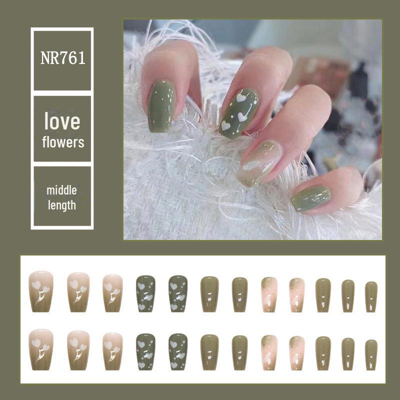 Medium & Long Rectangular T-Shaped Wearable French Cartoon Nail Art Patches - One Size Fake Nails