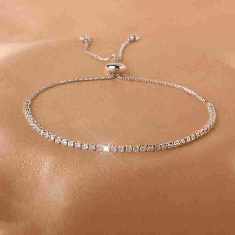 Elegant Zircon Crystal Bead Bracelet Women 18K Gold Plated Titanium Steel Delicate Chain With Sparkling Cubic Zirconia