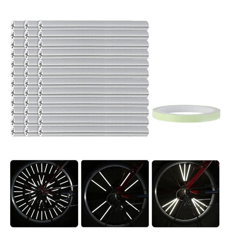 36Pcs Cycling Reflectors and Reflective Warning Strips Stickers, Bike Wheel Spoke Reflectors for Road Mountain Bike