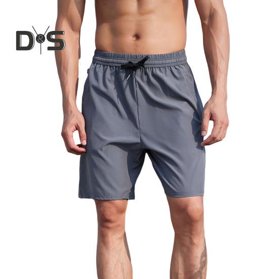 

Мужские шорты средней посадки с эластичной талией, регулируемые повседневные шорты на шнурке с карманами, однотонные пляжные шорты для путешествий S темно-серого
