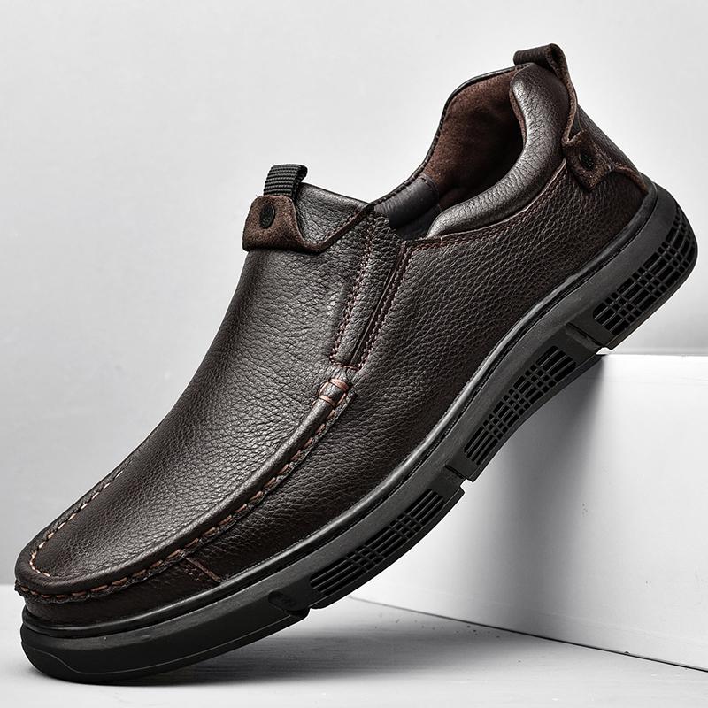Męskie buty codzienne z prawdziwej skóry, buty biznesowe, mokasyny