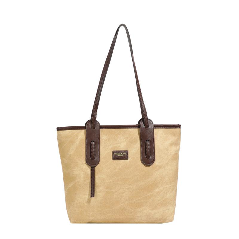 Retro Large-capacity Pendant Solid Color 2025 New Fashion Texture Simple Work Commuter Shoulder Tote Bag Women