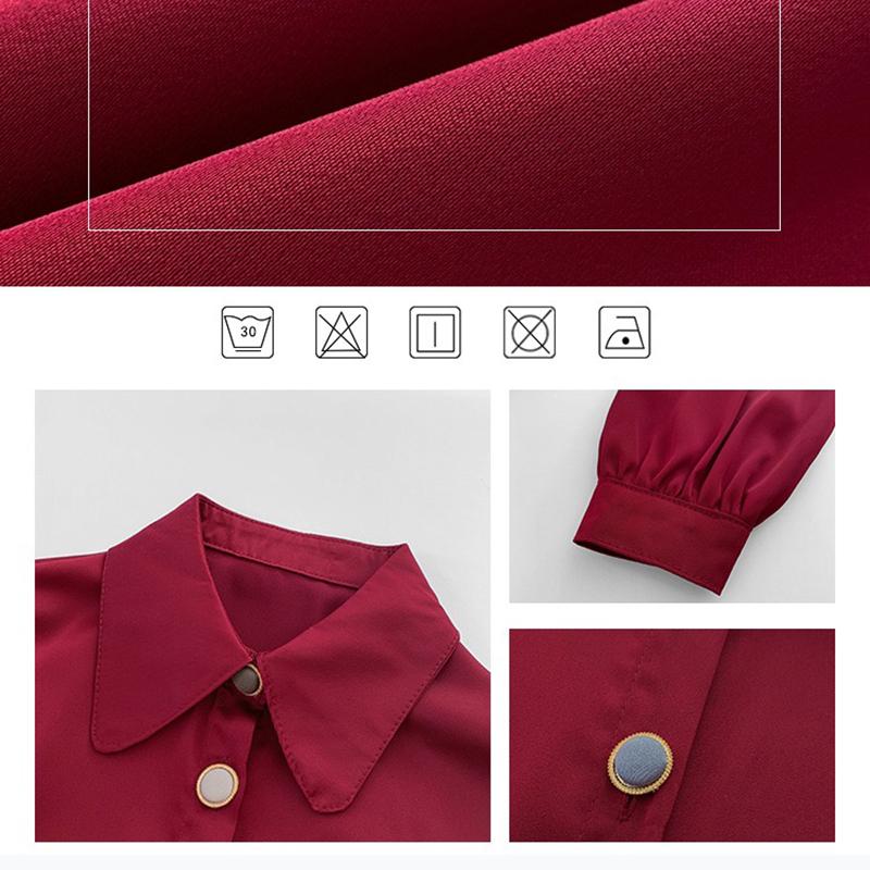 Damen Bluse, Chiffonbluse, Übergröße, lockere Langarmbluse, schlichter Stil, Tops