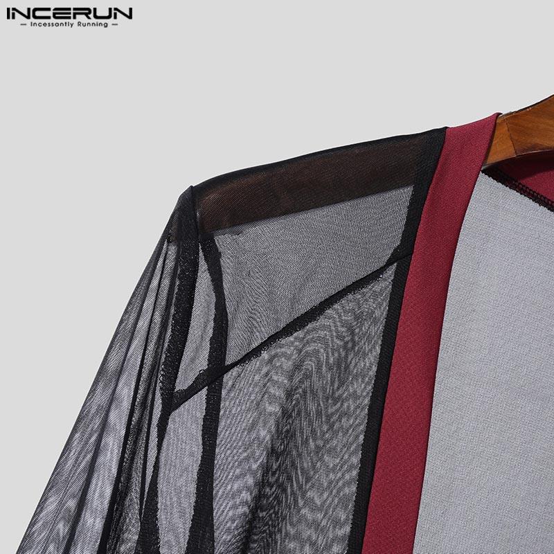 INCERUN Bărbați cu decolteu în V adânc din plasă mozaic transparent Salopete salopete