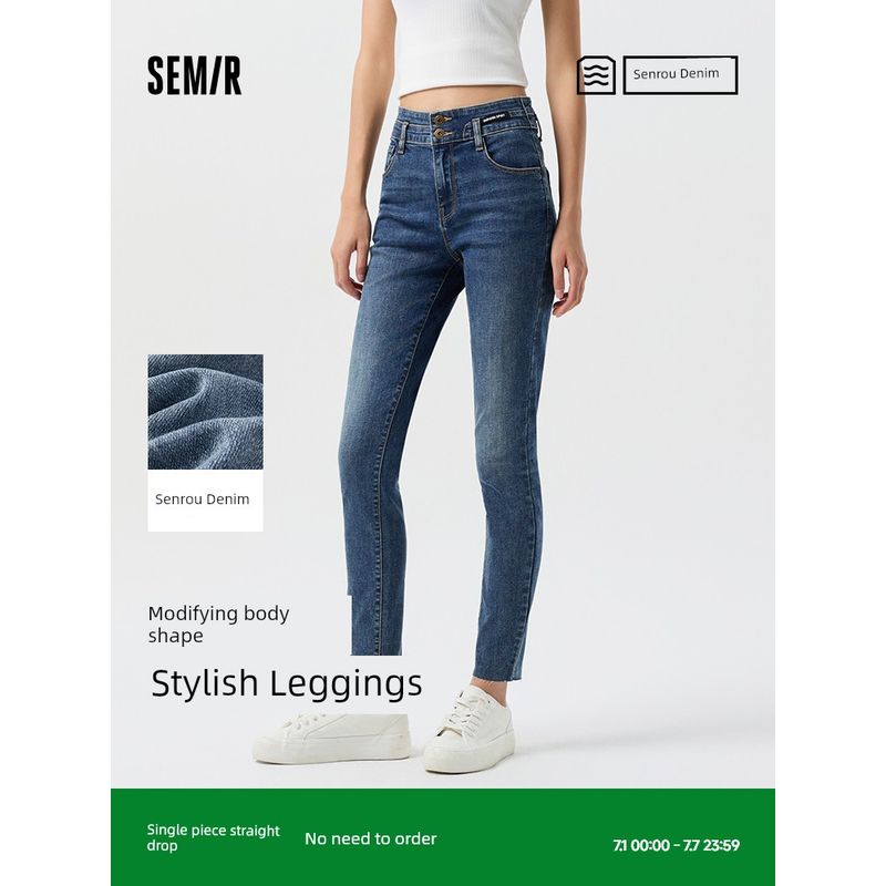 

Senrou Denim | Senma Denim Female Stylish Stitching Edging Skinny Pants Spring Silm Pants High Slim Looking Denim washed black 98201 28