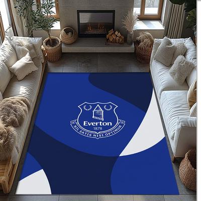 Tapis Velours Cristal Impression Football Everton, Tapis de Sol Intérieur Confortable Absorbant l'Eau Antidérapant