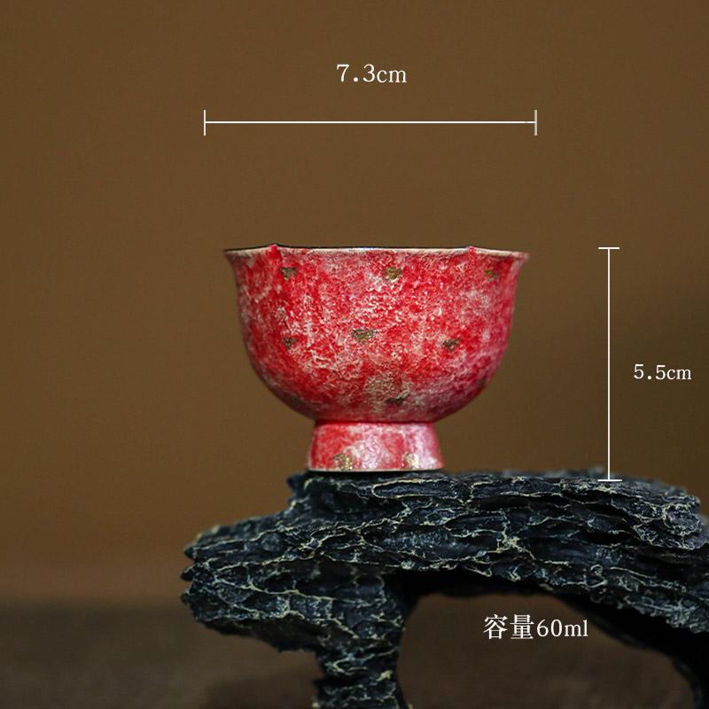 

1pcs Ceramic Tea Set Rock Mineral Colored Pottery Red Covered Bowl Teapot Chinese Household Tea Maker