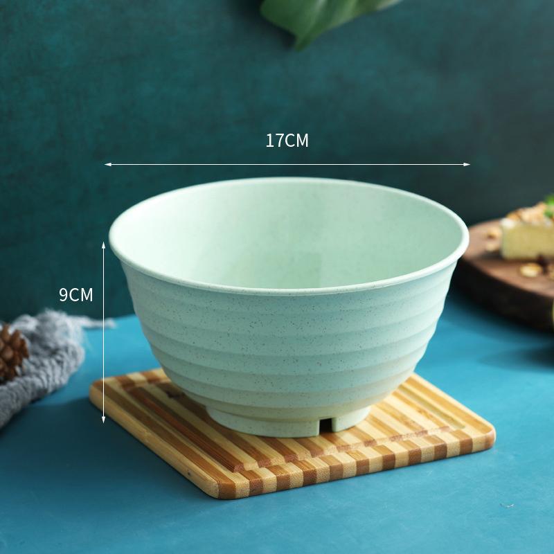 Nordic Colored Wheat Straw Bowls Circular Shatter Resistant Plastic Tableware Bowls For Household Use