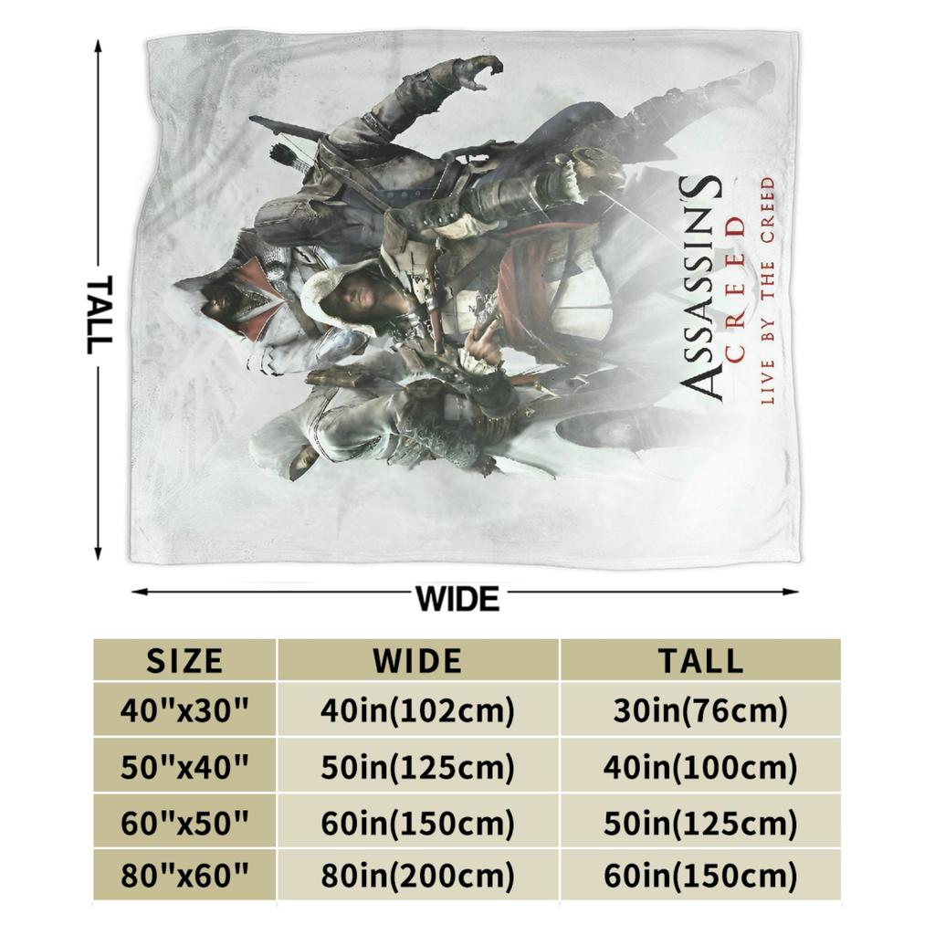 A-Assassins C-Creeds Blankets Coral Fleece Plush Breathable Lightweight Thin Throw Blanket for Bed Travel Bedding Throws