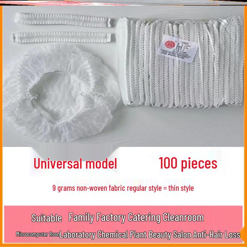 Disposable Black Hairnet Cap - Non-woven Fabric for Industrial Use