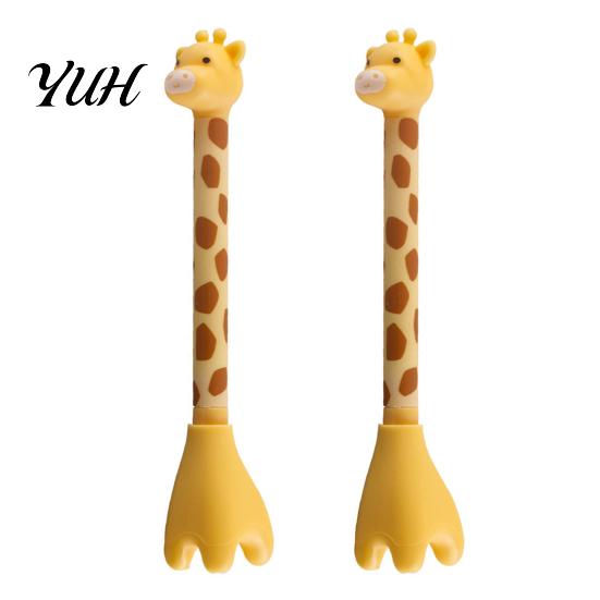 Novelty Gel Pen 2pcs Giraffe Shape Cute Cartoon Animal Kids Writing Creative Pedestal Design for School Students Party Office Gift For жёлтый