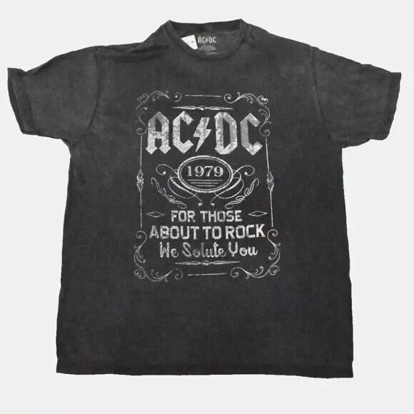 AC/DC Mens AC DC For Those About To Rock We Salute You Soft Black Shirt NWT XL Unisex T-Shirt Graphic Tee S
