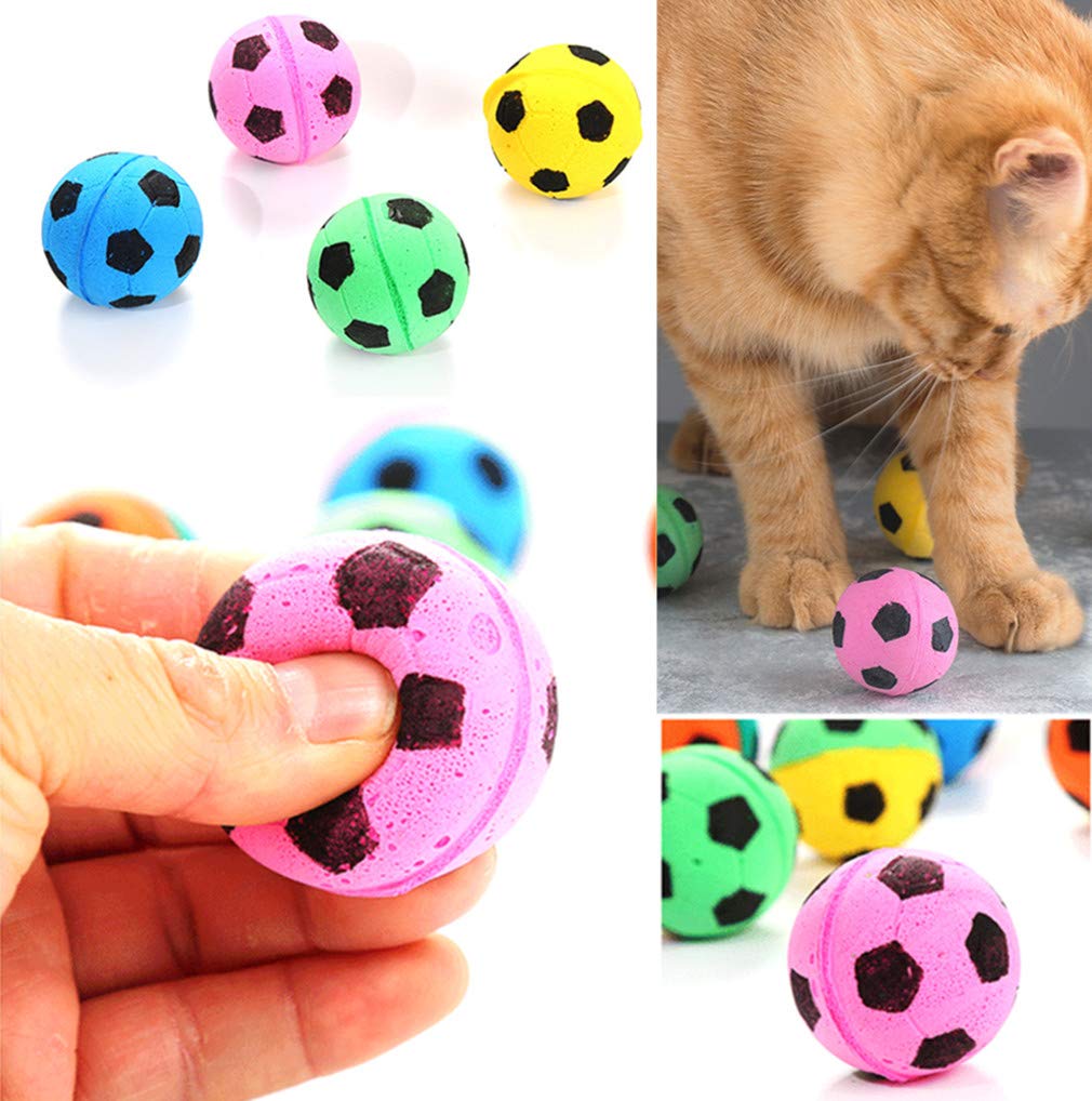 RuiChy 8-Piece Sponge Cat Toy Balls, Soft, Brightly Colored Foam Soccer Balls, Noise-Free Bouncy Pet Interactive Toys for Kittens, Activity Chase,