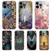 Soft TPU Transparent Phone Case Cover for iPhone 16 15 14 13 12 11 Pro Max XR 8 7 Plus XR Shell Animal Cute Peacock Pattern Bags