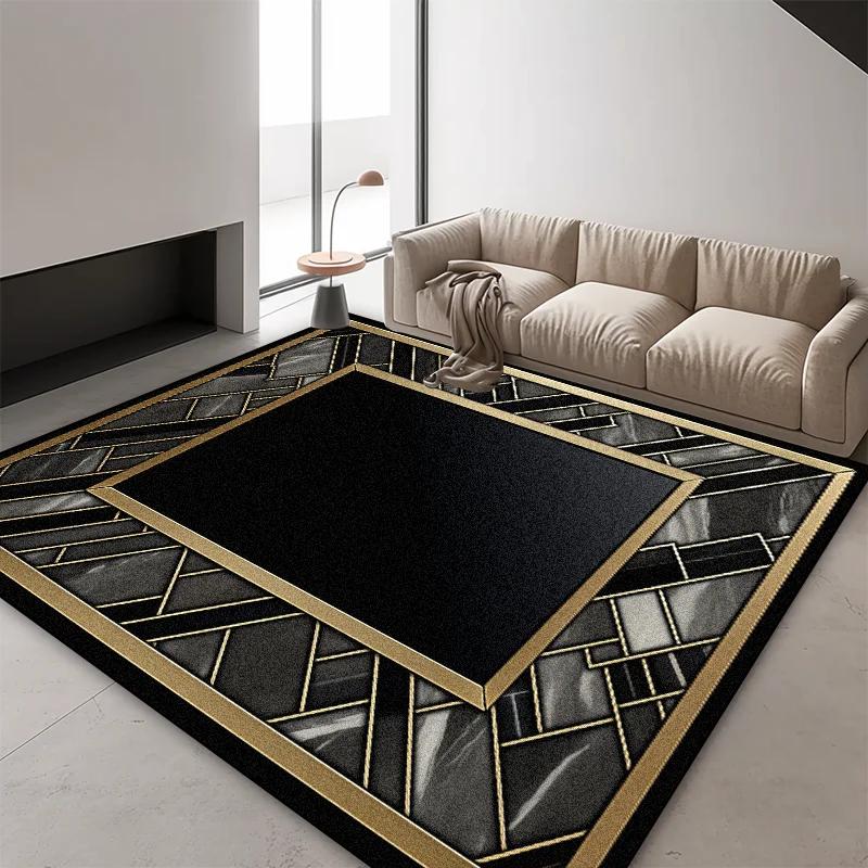 

European Luxury Black Gold Marble Carpet Living Room Home Decoration Tradition Non-slip Rugs Bedroom Cloakroom Entrance Door Mat 60*90cm