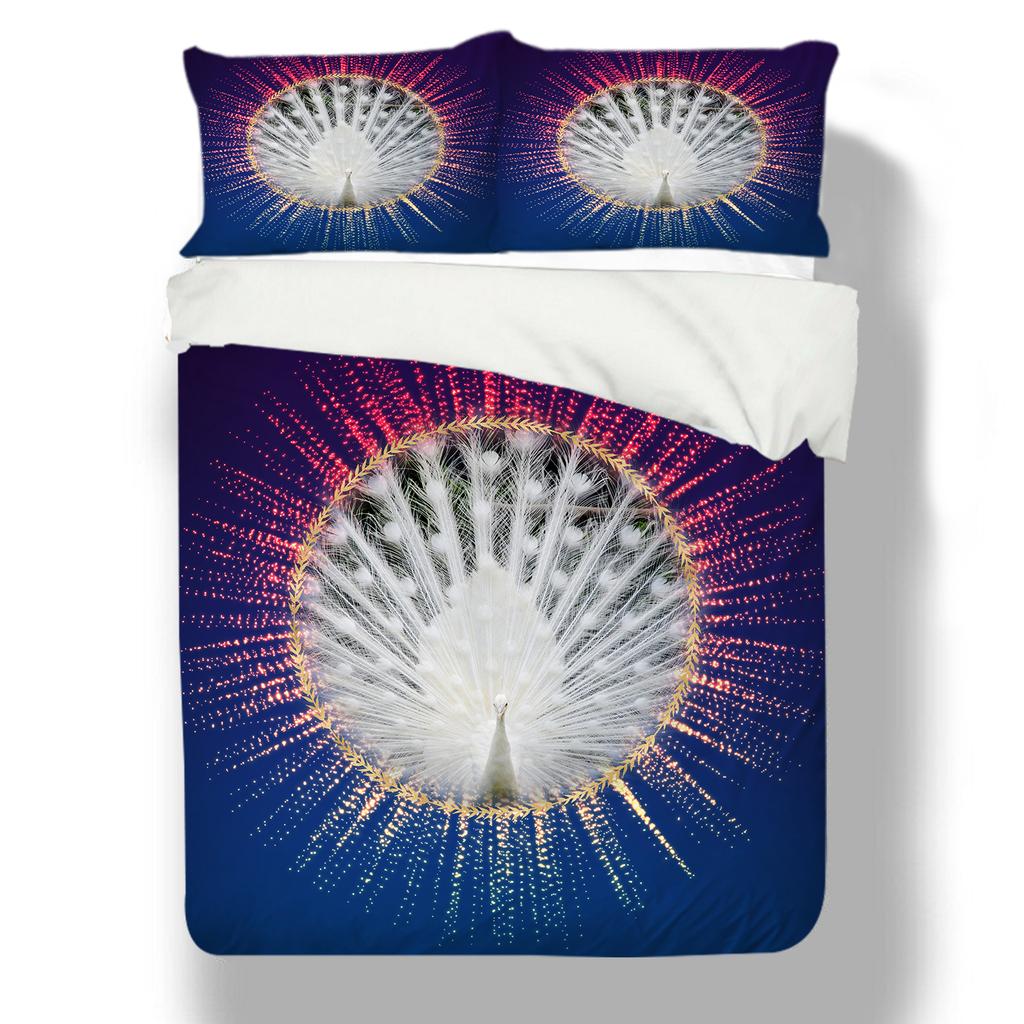 Animal Bedding 3D Peacock Duvet and Pillowcase 2/3 Pieces EU135 * 200 Single/double Bed Full Size Soft Machine Washable Home Decoration