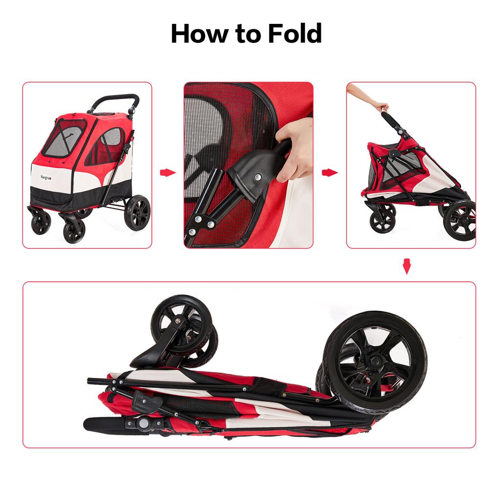 Outing Shopping Four-wheel Pet Cart Storing Foldable Portable Cat and Dog Outdoor Cart Wheelchair Pet Outdoor Cart Large Space