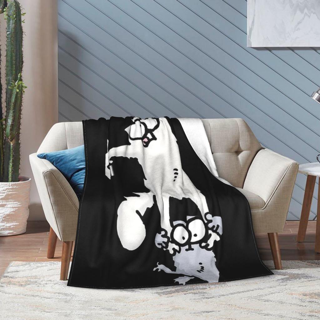 Simons Cartoon Cat Print Blanket For Men Women Warm Cozy Fluffy  Throw Blankets for Living Room 50x60 Inches Multiple Sizes