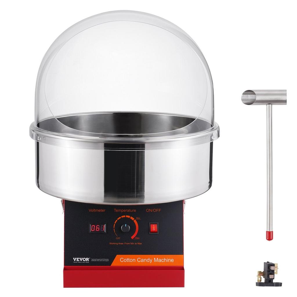 Electric Cotton Candy Machine, 1000W Candy Floss Maker, Commercial Cotton Candy Machine with Cover, Stainless Steel Bowl, and Sugar Scoop, Perfect for