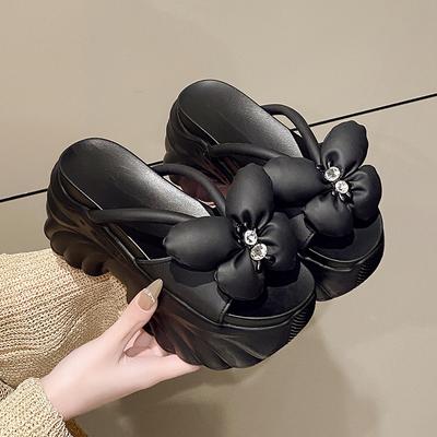 Fashion 9cm Platform Slippers Woman Bowknot Thick Sole Sandals Women Chunky Flip Flops New Summer Casual Beach Slides Zapatos Mujer