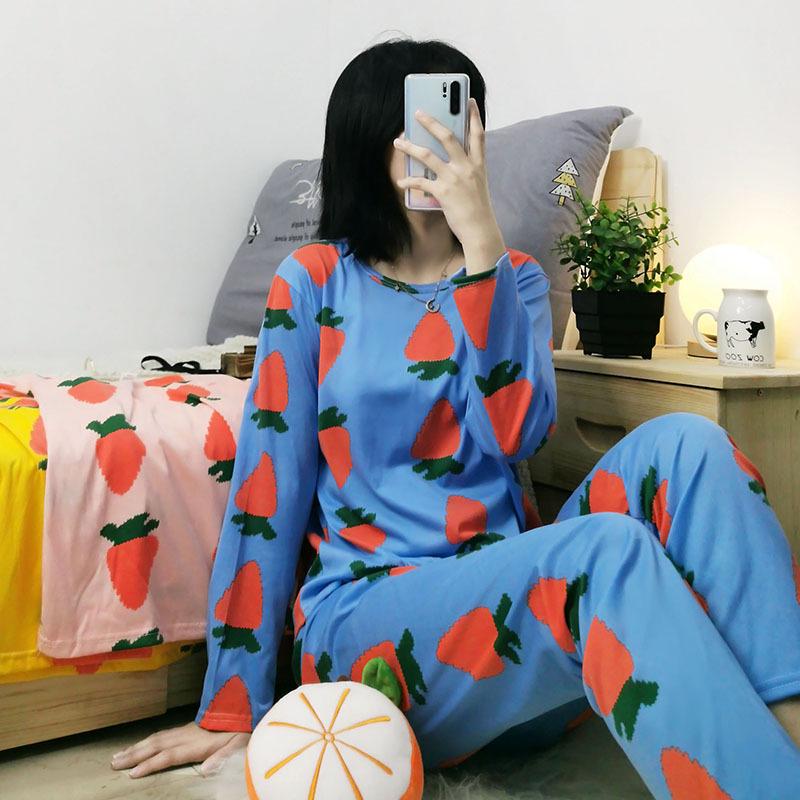 Spring & Autumn Women's Long-Sleeve Pajama Set - Cute Cartoon Design, Plus Size, Cozy Winter Loungewear
