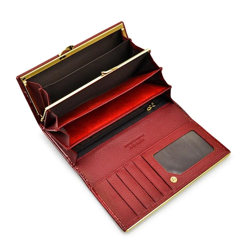 Women's Luxury Genuine Leather Wallet Long Lacquer Crocodile Pattern Clutch Coin Purse High Quality Fashion Luxury Wallet Card Holder