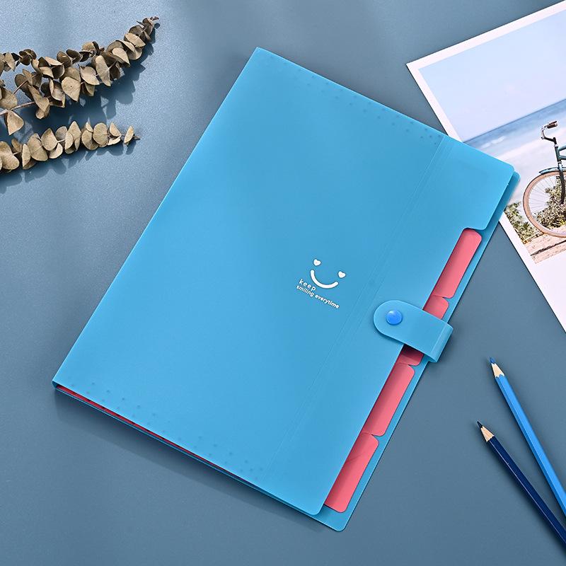 Smiling Candy Color Folder Creative Multilayer A4 Folder Text PP Piece Bag Organ Bag Test Paper Text Piece Storage Bag