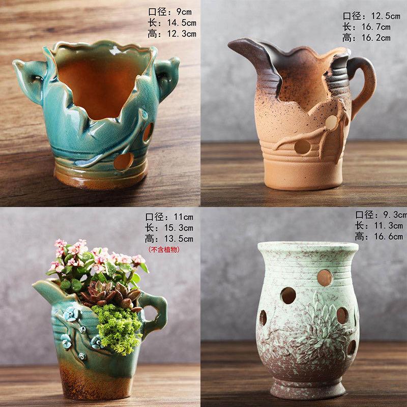 

Ваза керамическая творческая личность суккулентный цветочный горшок пористый большой емкости постепенное изменение цвета китайский садовый уличный орнамент