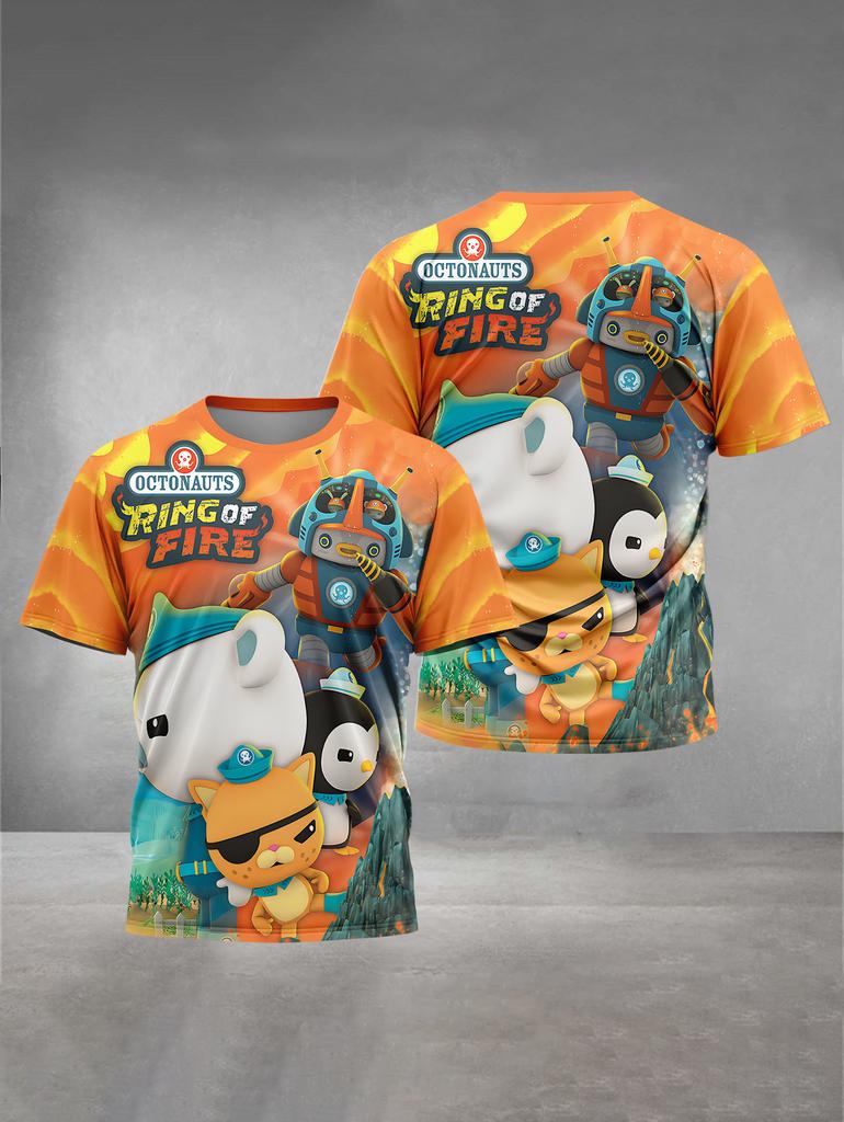 Summer Round Neck 3D Printed Cartoon O-octonauts Pattern Top Fashionable Casual Short Sleeved Children's Boy T-shirts
