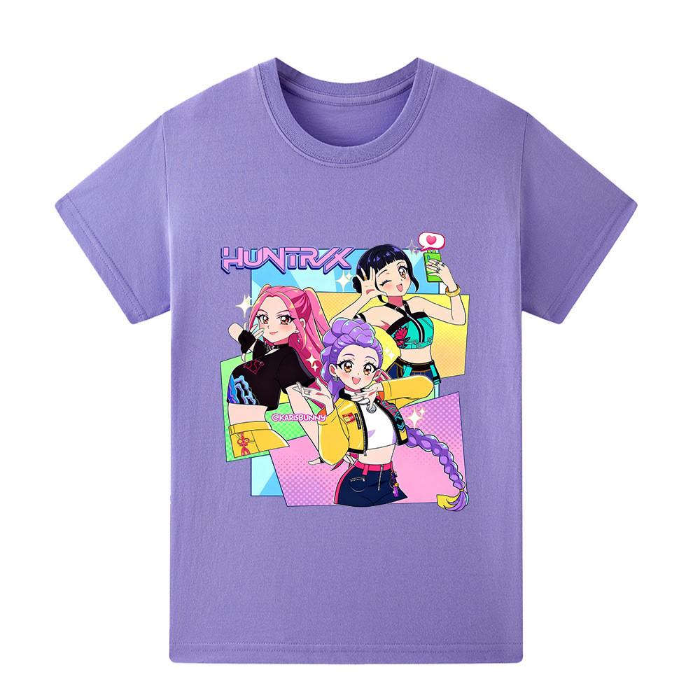 

A1232 Kids Boys Girls Kpop Rumi Zoey Mira Print Short Sleeves T-shirt 160cm