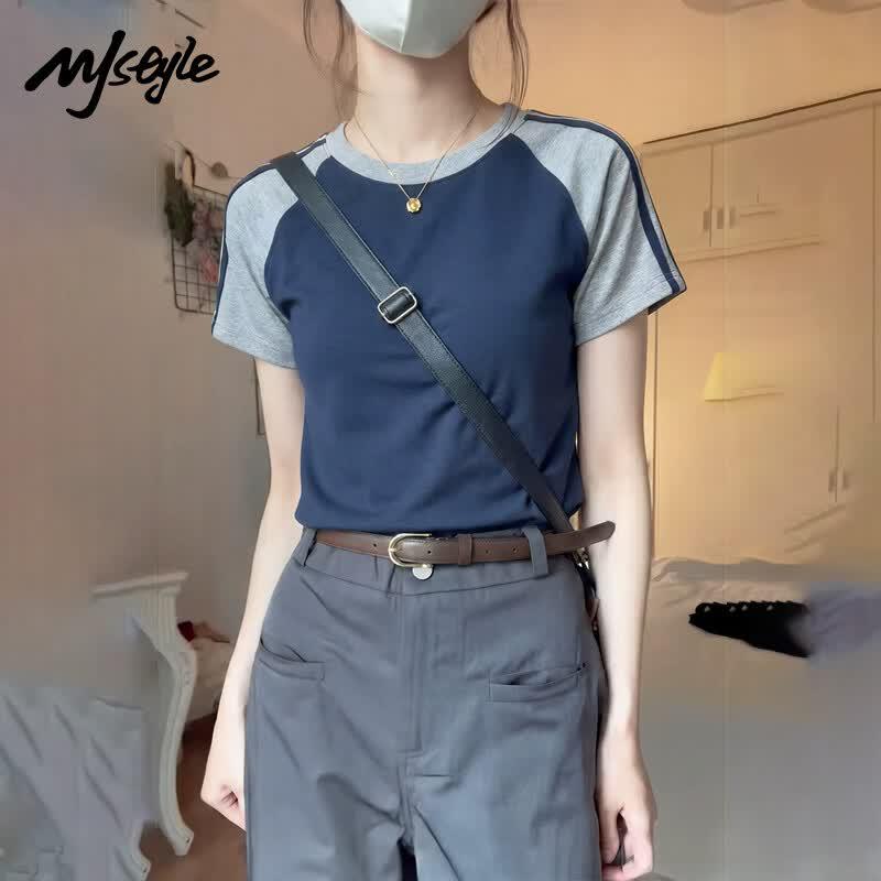 MJ Style Women s Colorblock Short Sleeve T-Shirt S