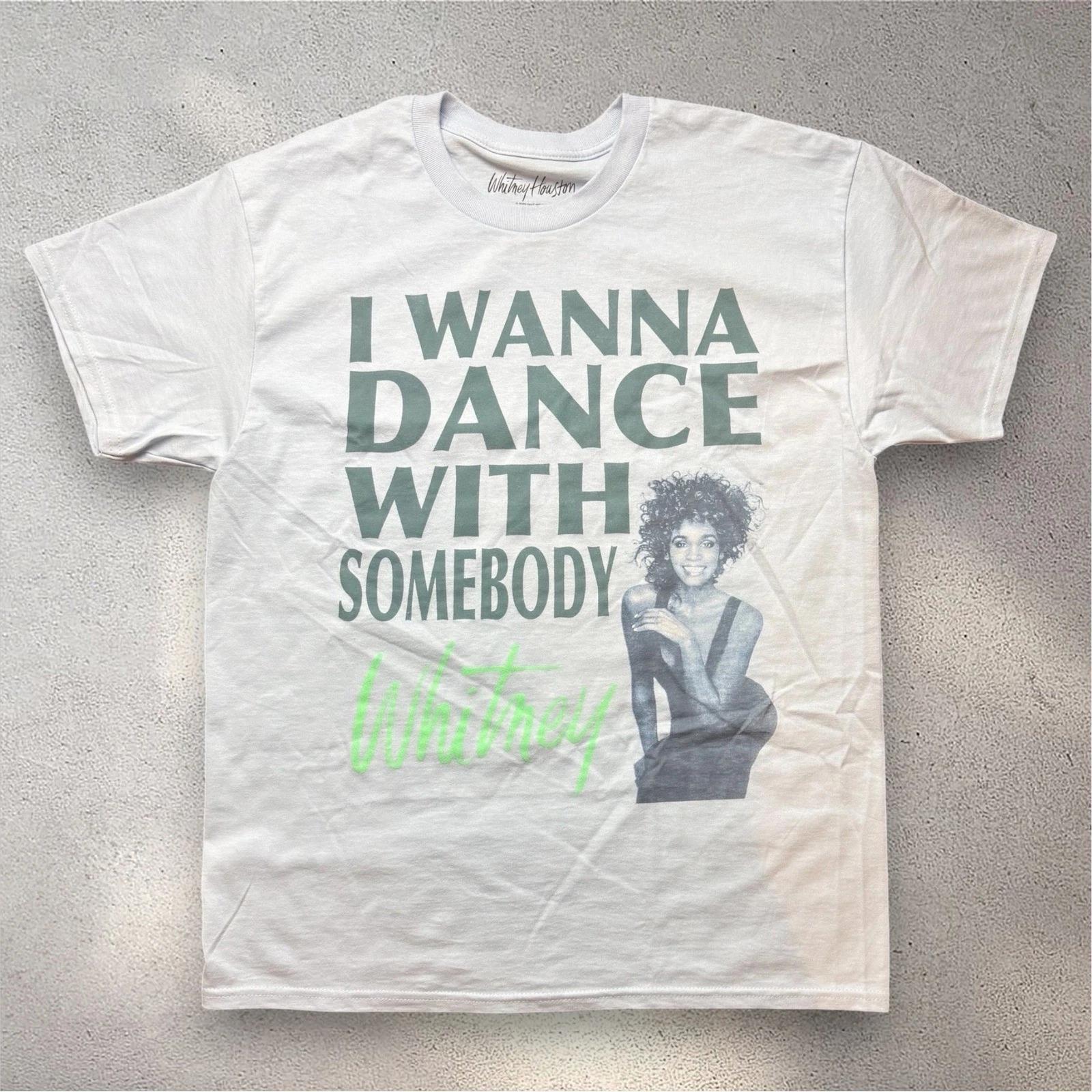 Whitney Houston I Wanna Dance With Somebody Graphic T- Shirt Light Blue Large 3XL